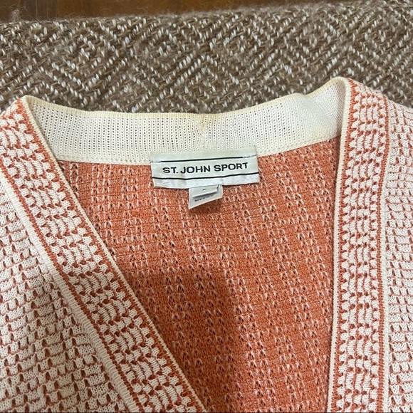 St John Sport Wool Blend Logo Knit Cardigan Sweater Womens P Small Career Casual - Picture 8 of 11